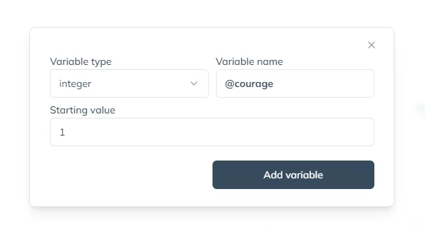 variables definition dialog